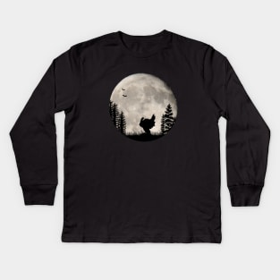 Romantic turkey with bat at night in the moonlight Kids Long Sleeve T-Shirt